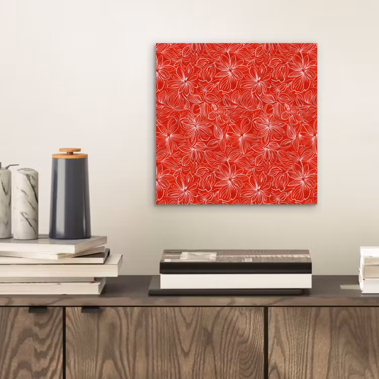Aluminium schilderij - Bloemen - Patroon - Rood — 2
