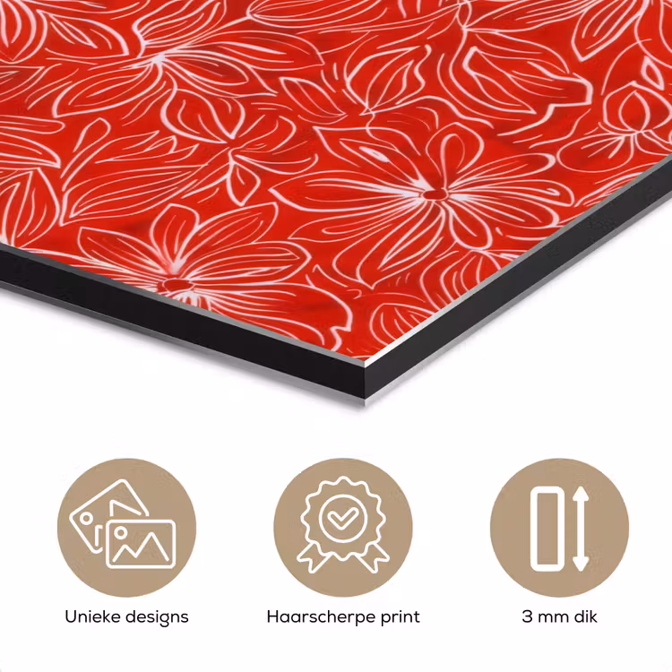 Aluminium schilderij - Bloemen - Patroon - Rood — 7
