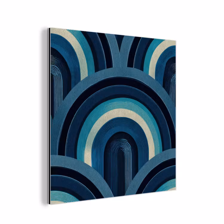 Aluminium schilderij - Bogen - Geometrisch - Patroon - Blauw - Retro — 1