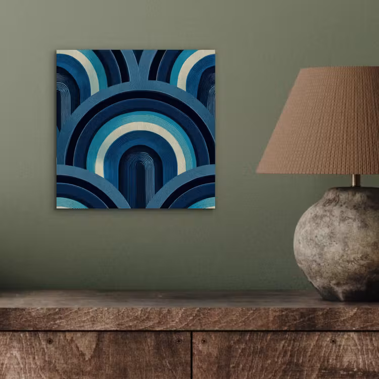 Aluminium schilderij - Bogen - Geometrisch - Patroon - Blauw - Retro — 3