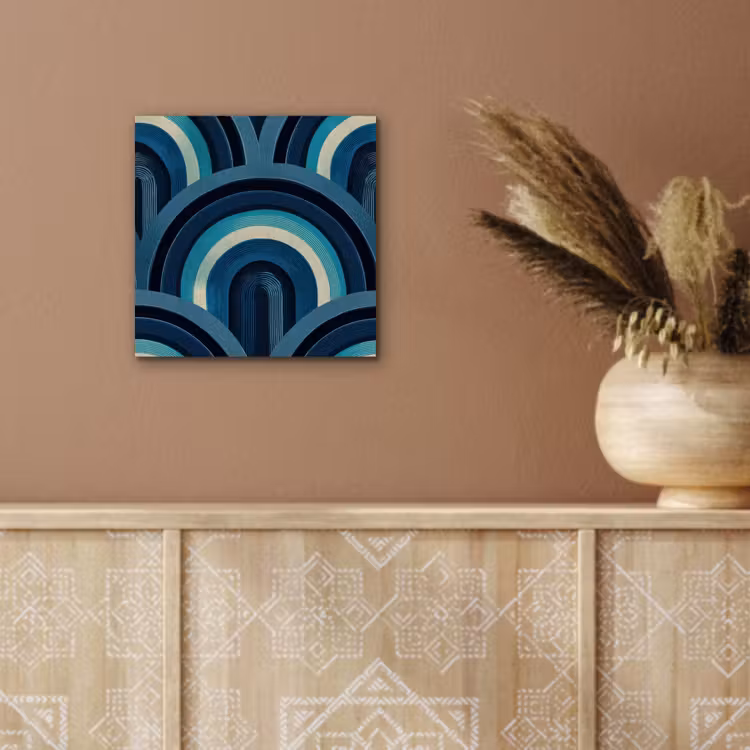 Aluminium schilderij - Bogen - Geometrisch - Patroon - Blauw - Retro — 5