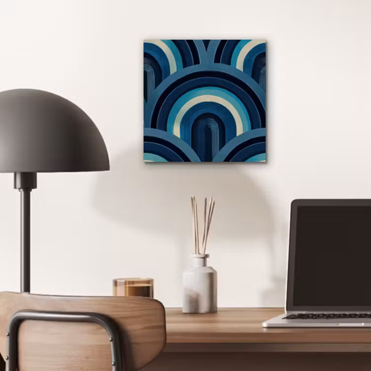 Aluminium schilderij - Bogen - Geometrisch - Patroon - Blauw - Retro — 6