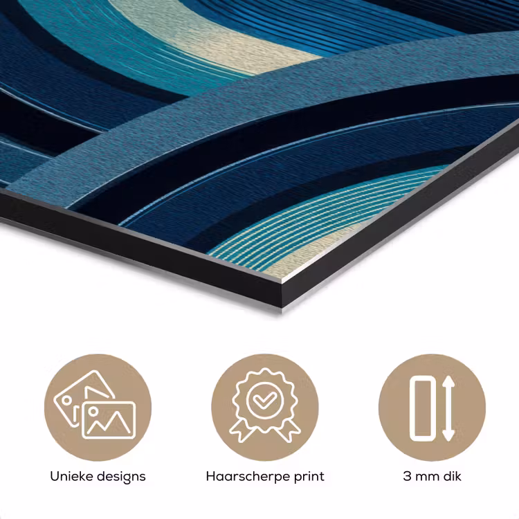 Aluminium schilderij - Bogen - Geometrisch - Patroon - Blauw - Retro — 7