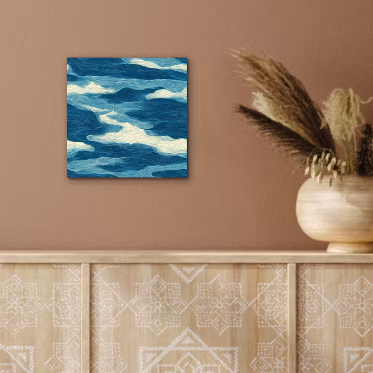 Aluminium schilderij - Golven - Abstract - Patroon - Blauw - Wit — 5