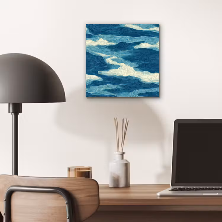 Aluminium schilderij - Golven - Abstract - Patroon - Blauw - Wit — 6
