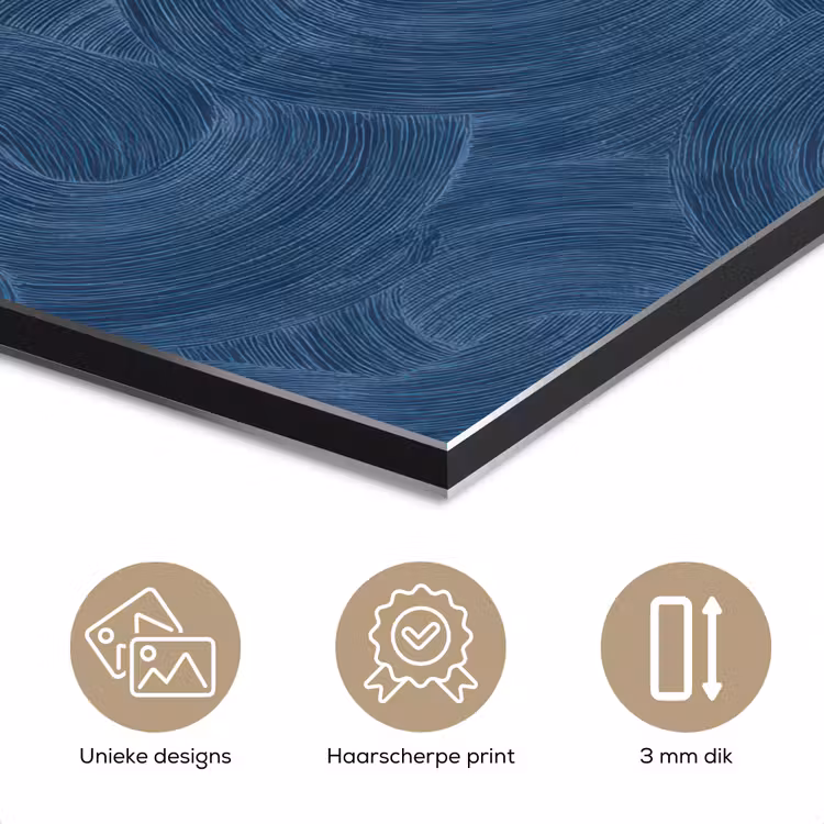 Aluminium schilderij - Golven - Textuur - Patroon - Blauw — 7