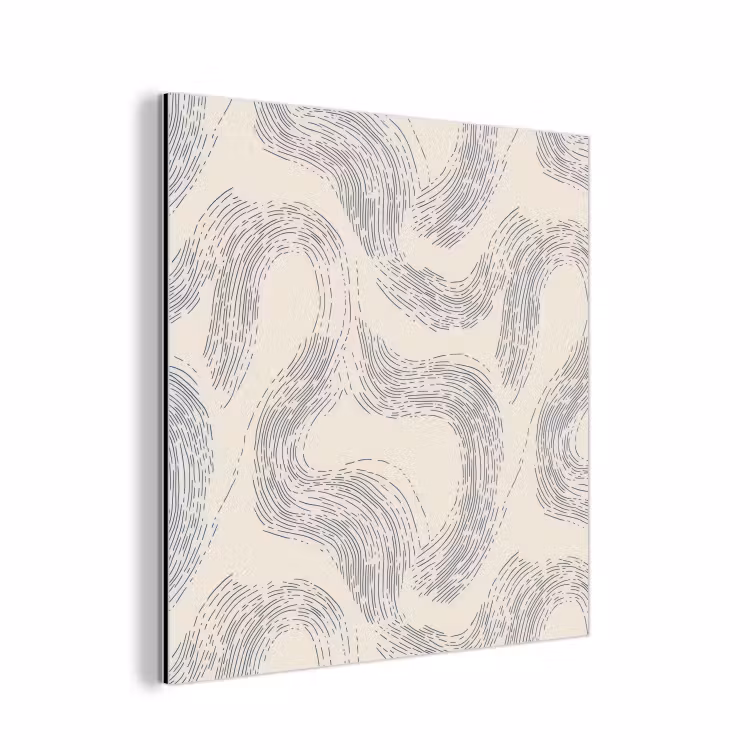 Aluminium schilderij - Lijnen - Patroon - Beige - Minimalistisch — 1