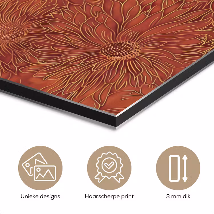 Aluminium schilderij - Oosters - Bloemen - Terracotta — 7