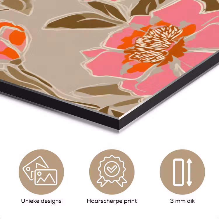 Aluminium schilderij - Pioenrozen - Patroon - Roze — 7