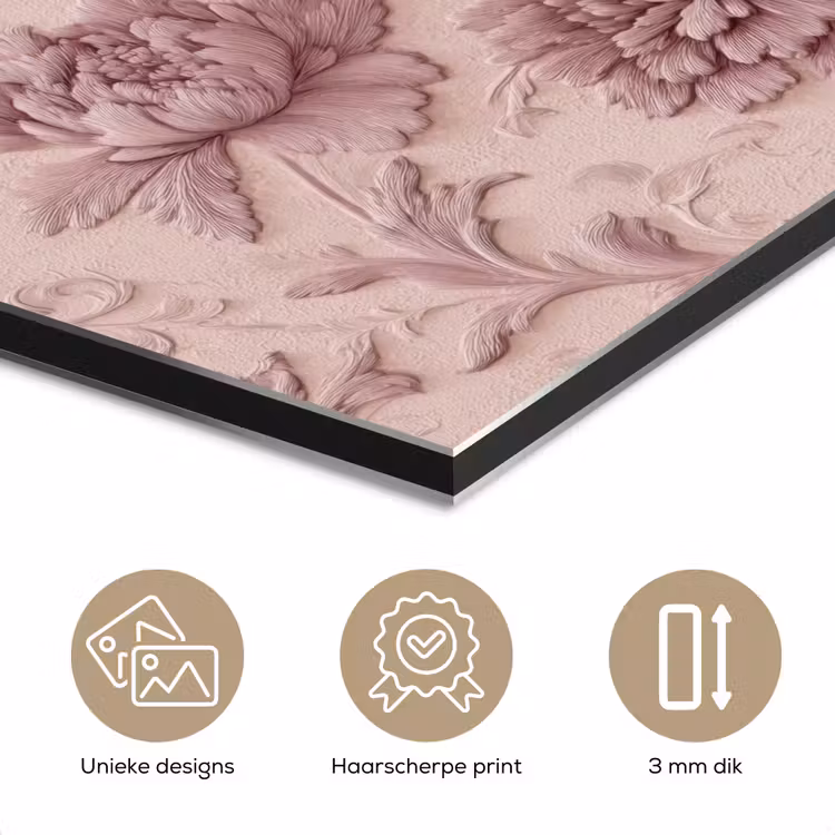 Aluminium schilderij - Reliëf - Pioenrozen - Roze — 7
