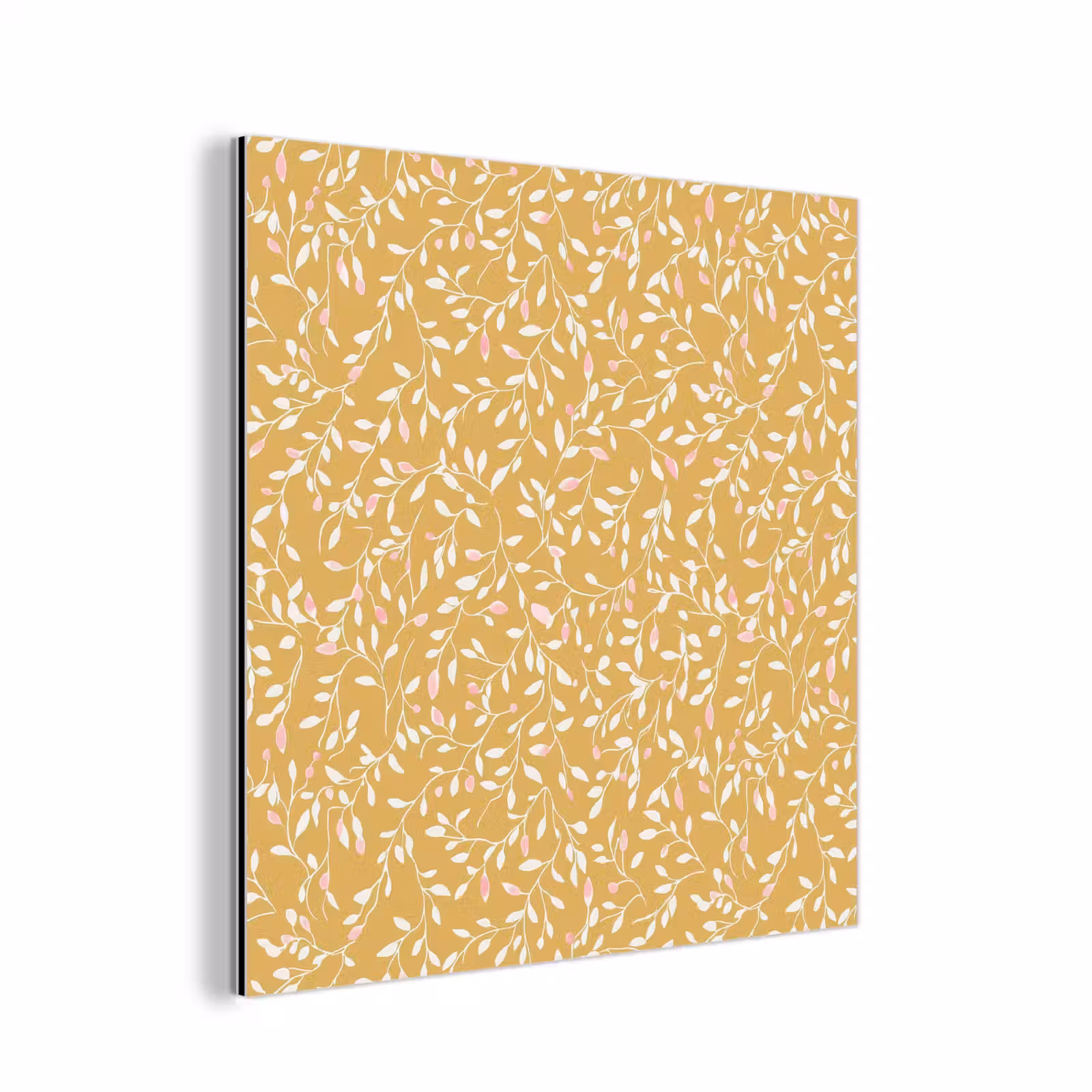 Aluminium schilderij - Takjes - Patroon - Oker — 1