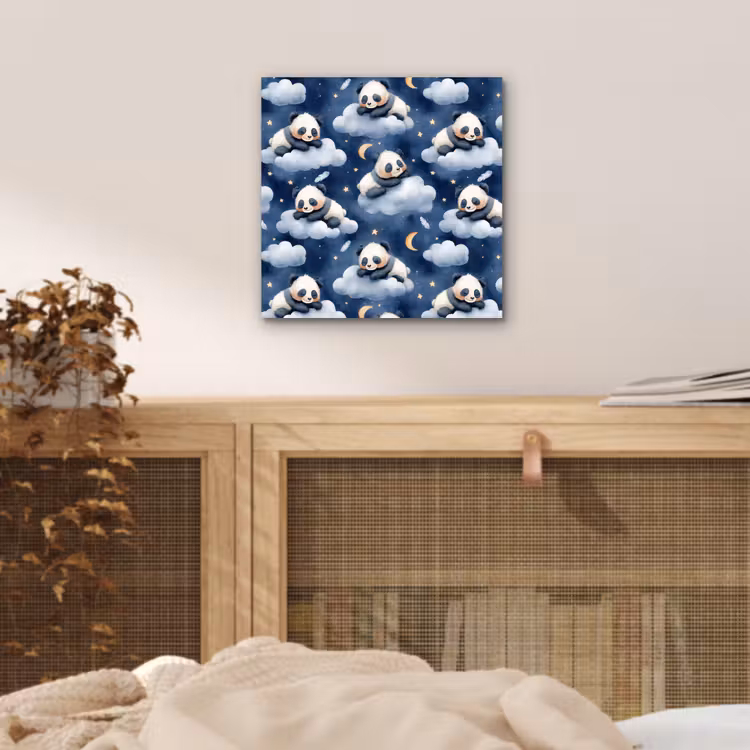 Aluminium schilderij - Panda's - Slapen - Blauw — 4