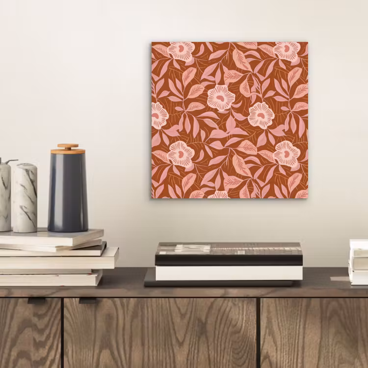 Aluminium schilderij - Patroon - Bladeren - Terracotta — 2