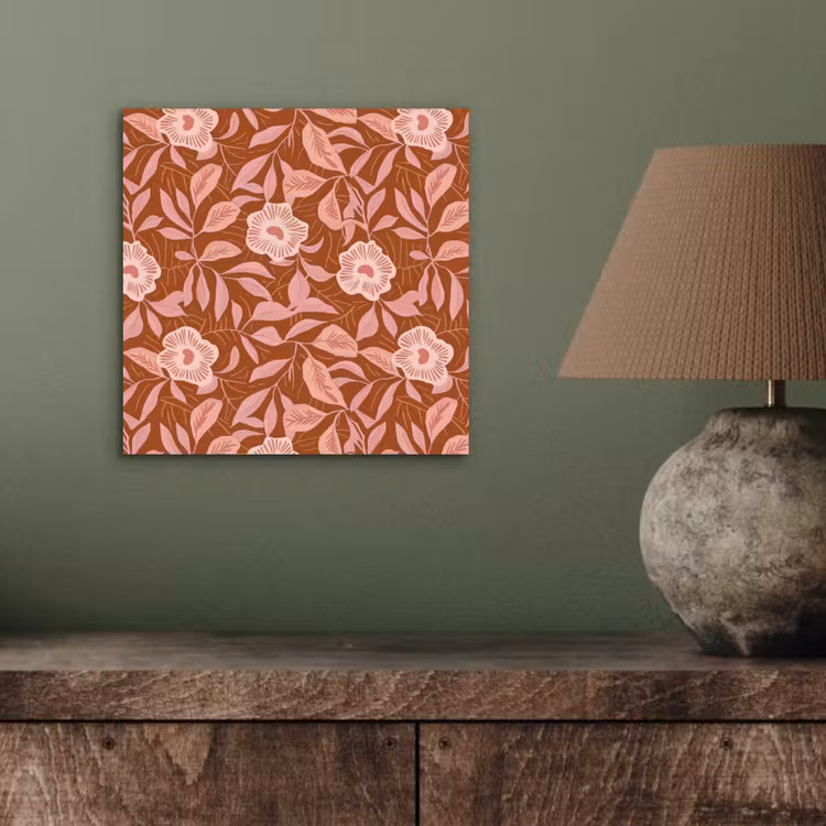 Aluminium schilderij - Patroon - Bladeren - Terracotta — 3