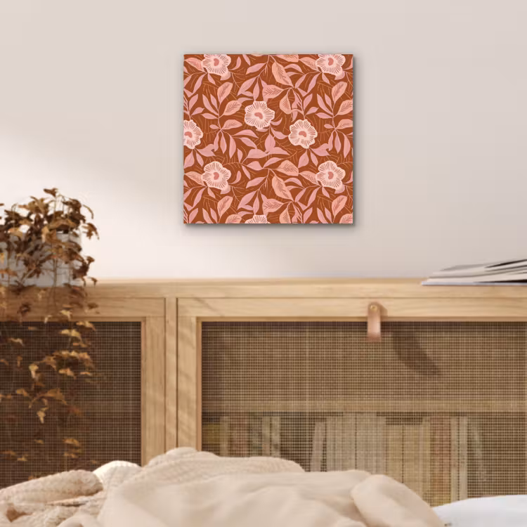 Aluminium schilderij - Patroon - Bladeren - Terracotta — 4