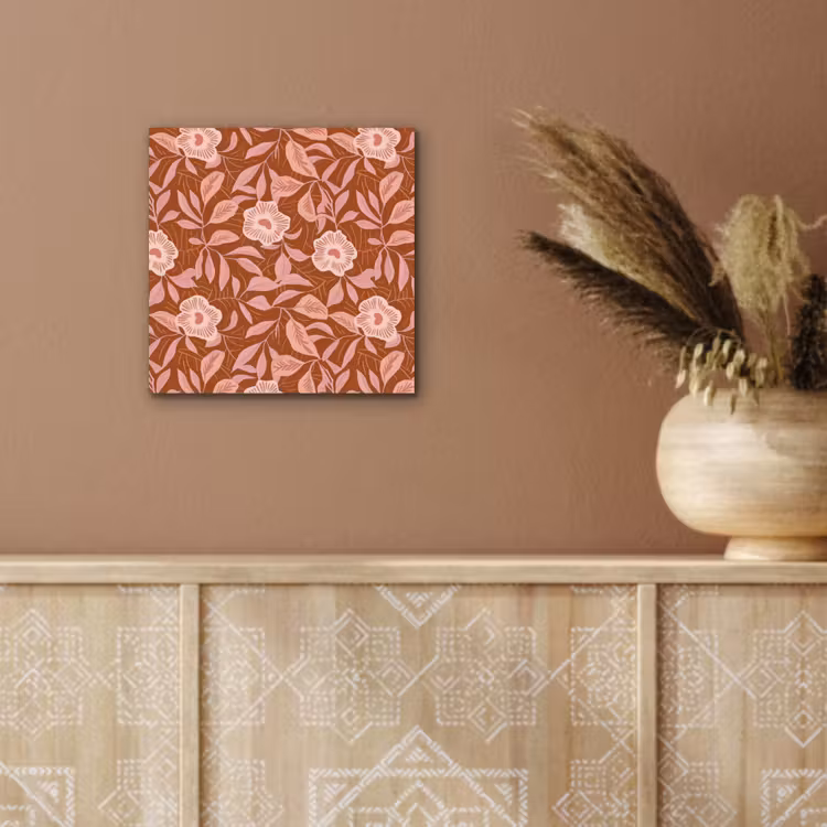Aluminium schilderij - Patroon - Bladeren - Terracotta — 5
