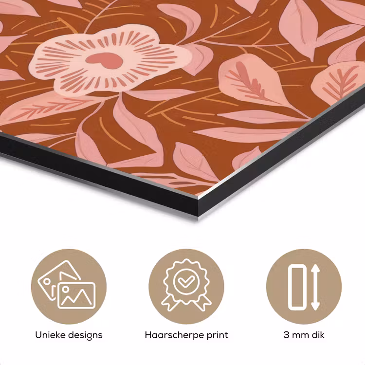 Aluminium schilderij - Patroon - Bladeren - Terracotta — 7