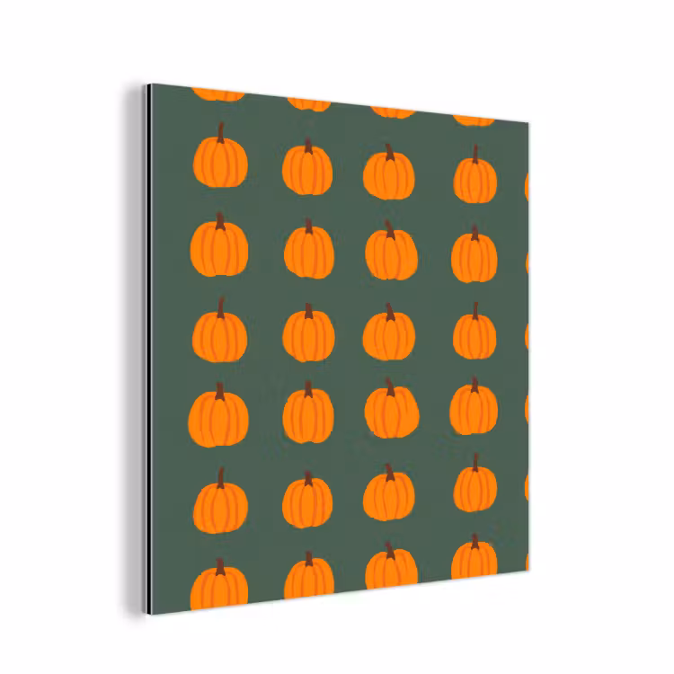 Aluminium schilderij - Pompoen - Patroon - Oranje — 1