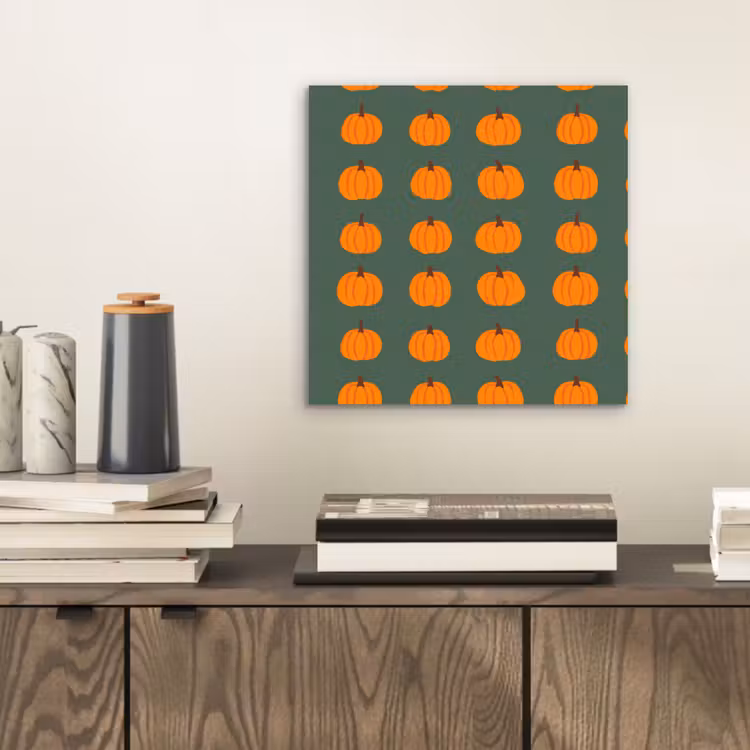 Aluminium schilderij - Pompoen - Patroon - Oranje — 2