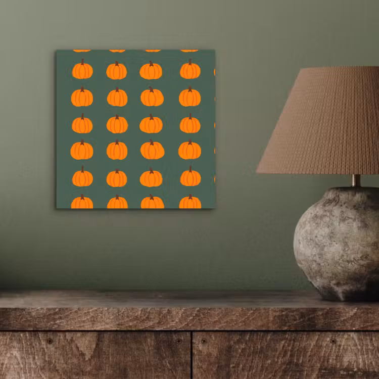 Aluminium schilderij - Pompoen - Patroon - Oranje — 3