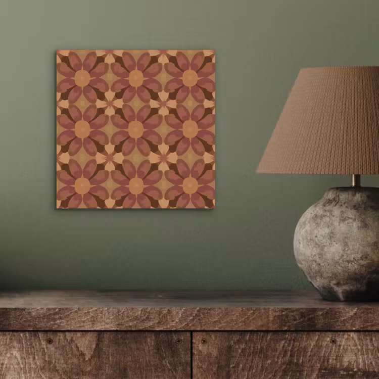 Aluminium schilderij - Retro - Bloemen - Bruin — 3