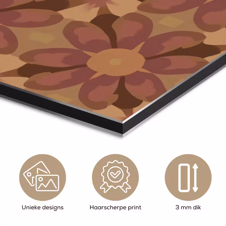 Aluminium schilderij - Retro - Bloemen - Bruin — 7