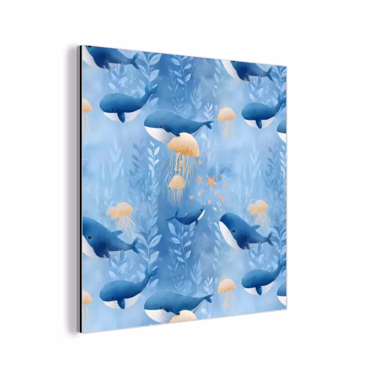 Aluminium schilderij - Walvissen - Oceaan - Blauw — 1