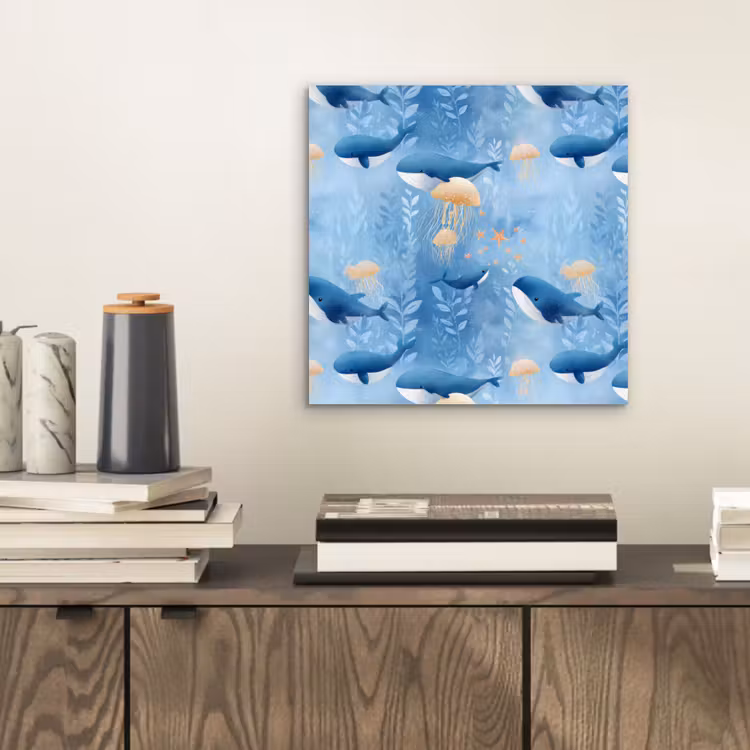 Aluminium schilderij - Walvissen - Oceaan - Blauw — 2