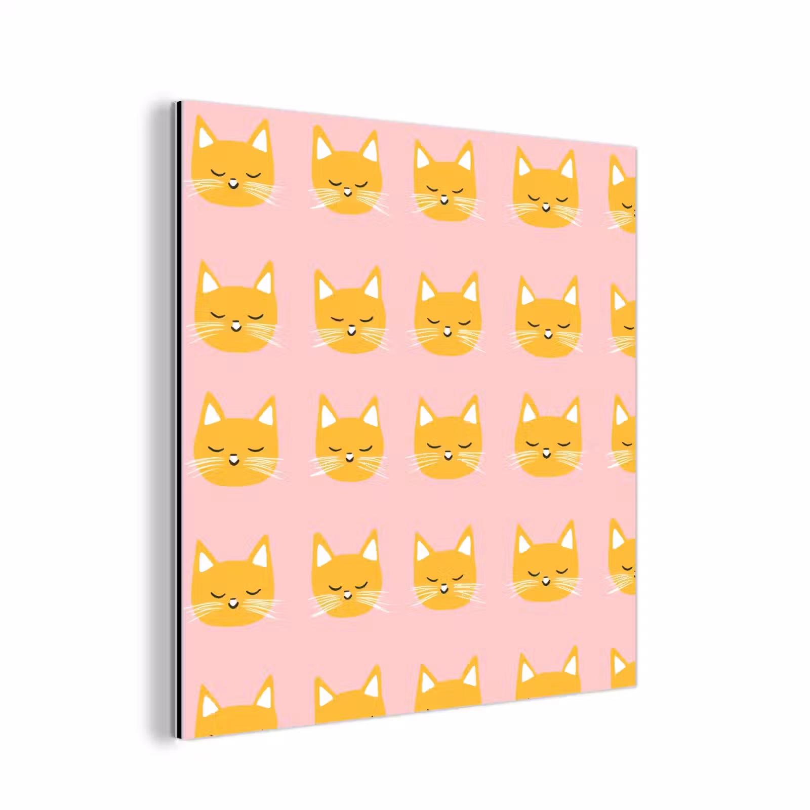 Aluminium schilderij - Katten - Patroon - Roze — 1
