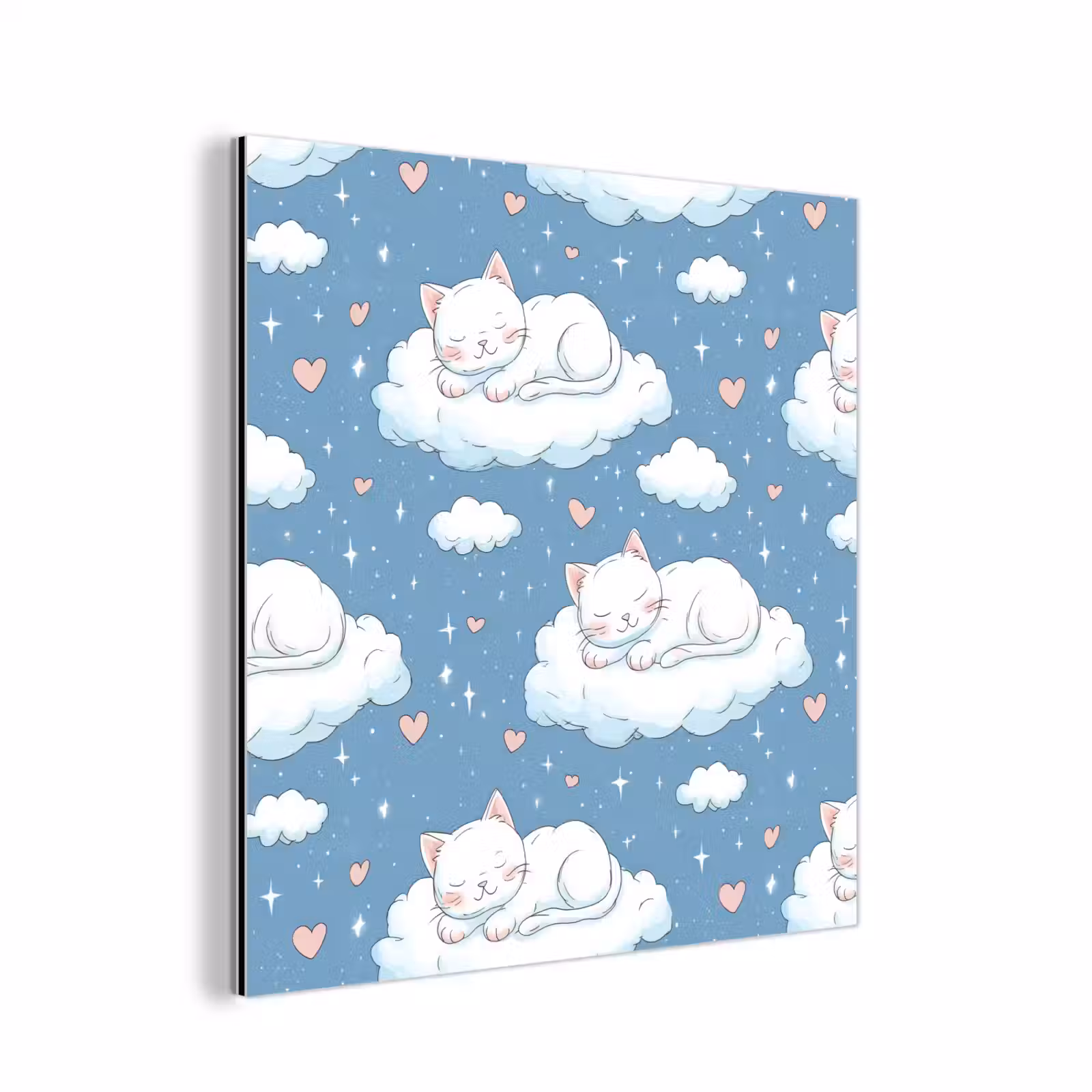 Aluminium schilderij - Kitten - Wolken - Blauw — 1