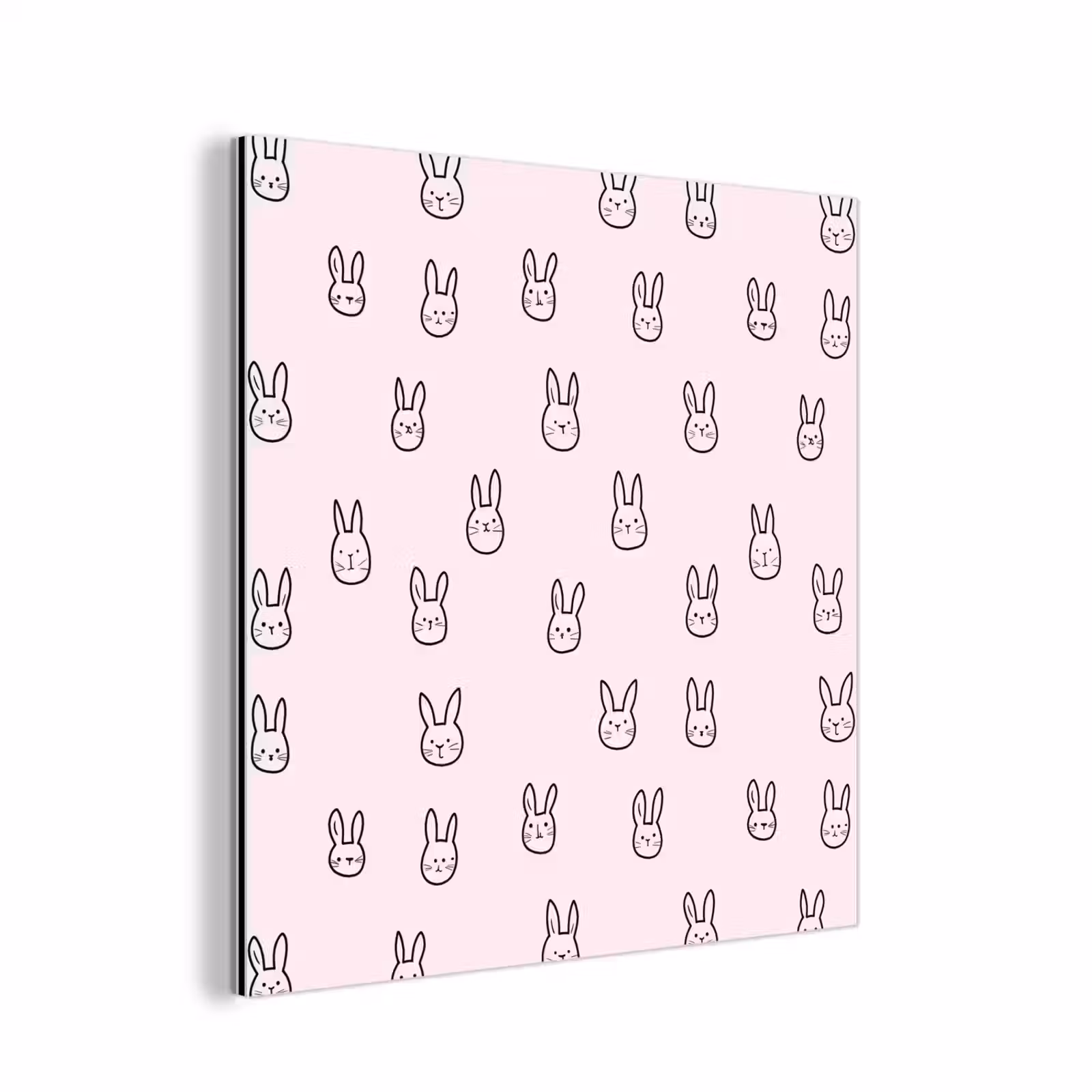 Aluminium schilderij - Konijnen - Minimalistisch - Roze — 1