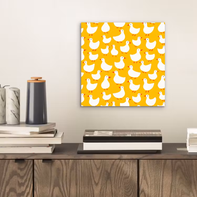 Aluminium schilderij - Eendjes - Patroon - Geel — 2