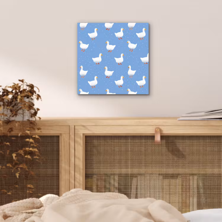 Aluminium schilderij - Ganzen - Elegant - Blauw — 4