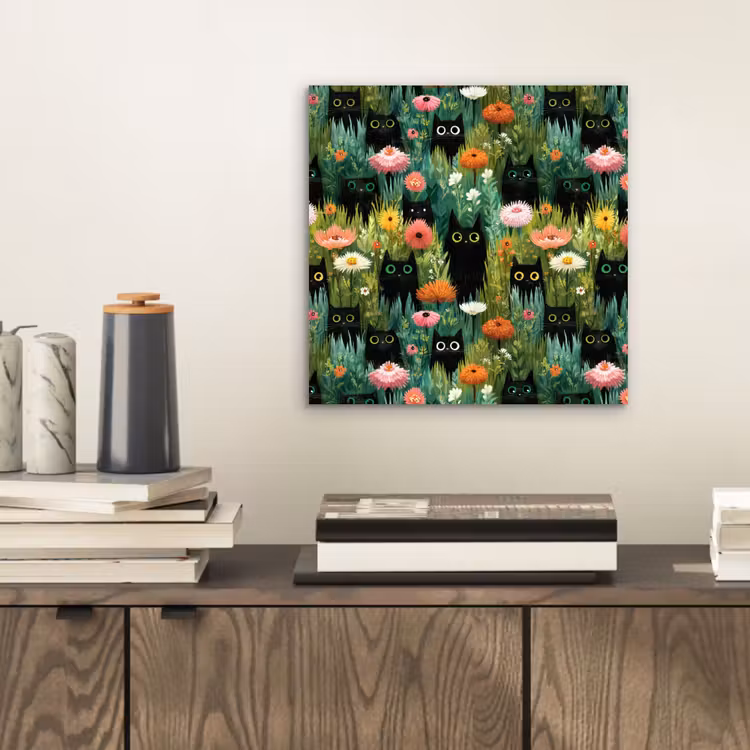 Aluminium schilderij - Katten - Bloemen - Kleurrijk — 2