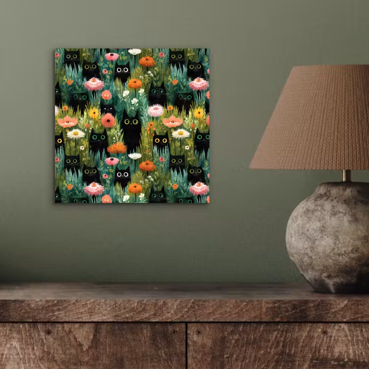 Aluminium schilderij - Katten - Bloemen - Kleurrijk — 3
