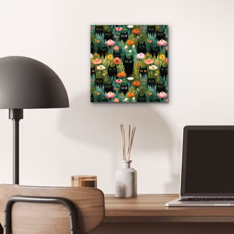 Aluminium schilderij - Katten - Bloemen - Kleurrijk — 6