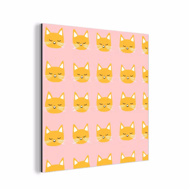 Aluminium schilderij - Katten - Patroon - Roze — 1