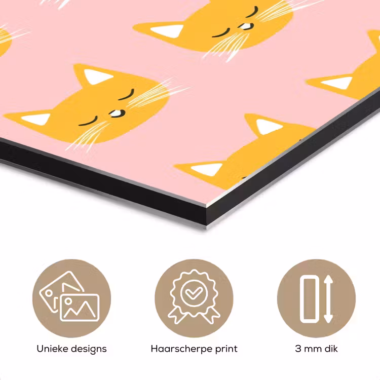 Aluminium schilderij - Katten - Patroon - Roze — 7