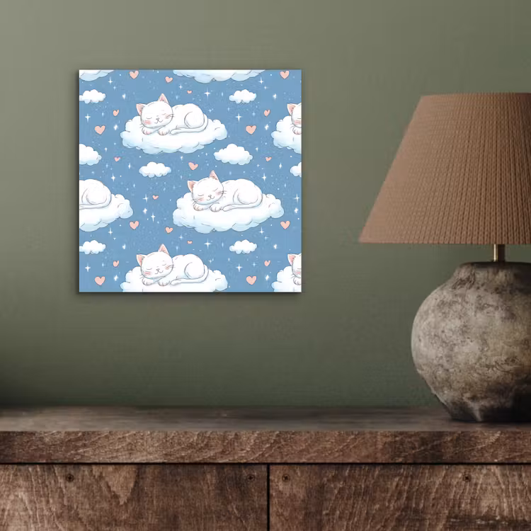Aluminium schilderij - Kitten - Wolken - Blauw — 3