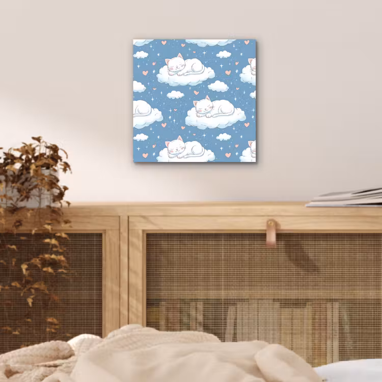Aluminium schilderij - Kitten - Wolken - Blauw — 4