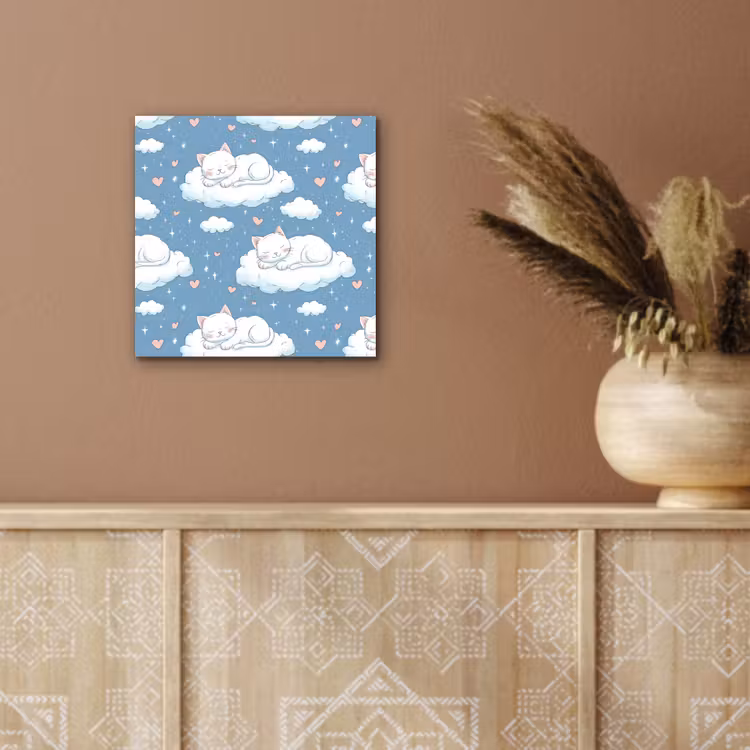 Aluminium schilderij - Kitten - Wolken - Blauw — 5