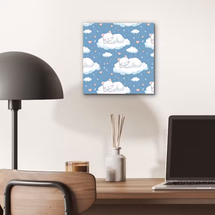 Aluminium schilderij - Kitten - Wolken - Blauw — 6