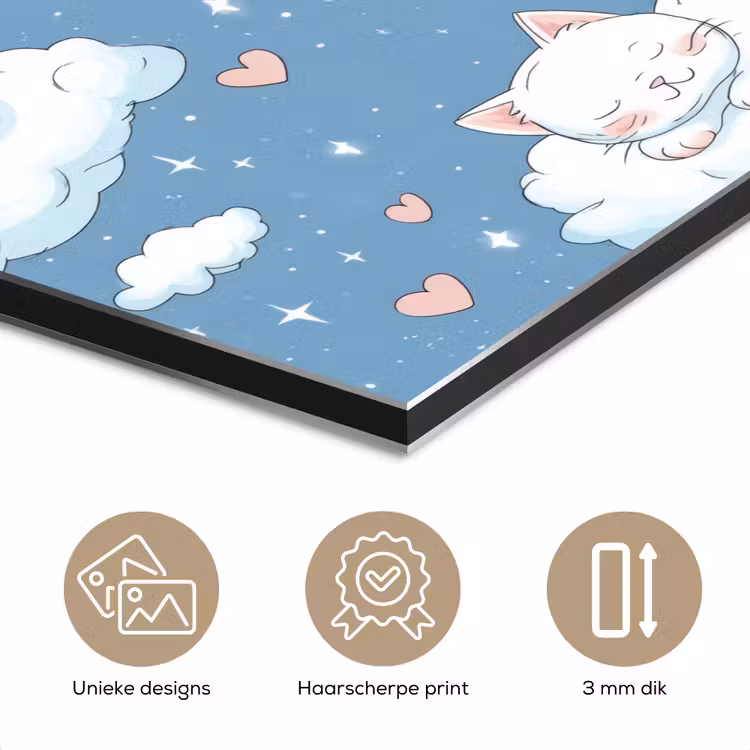 Aluminium schilderij - Kitten - Wolken - Blauw — 7