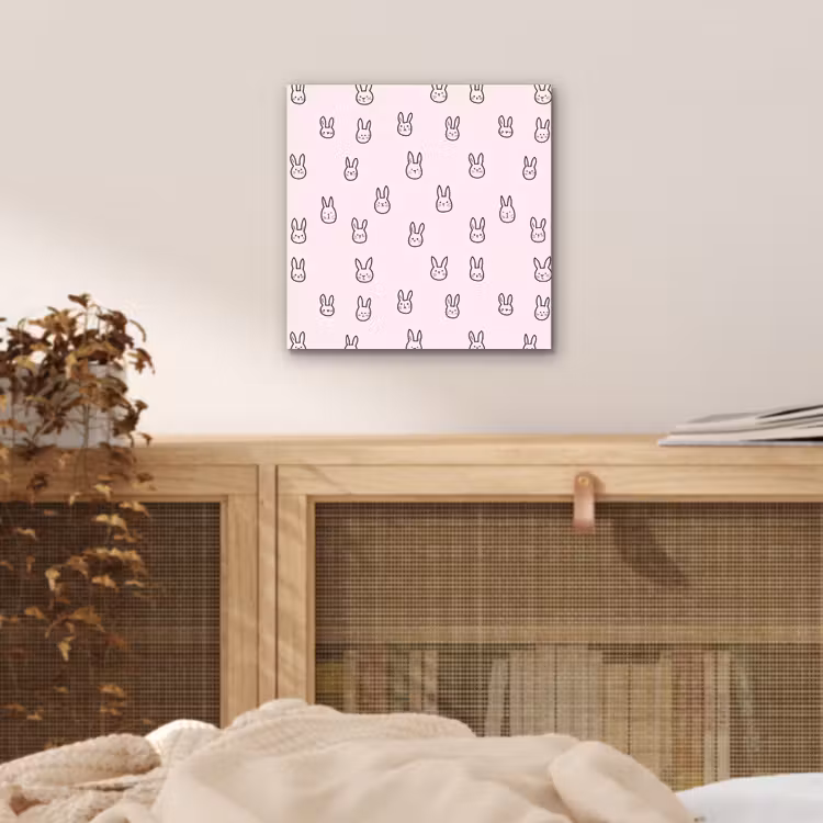 Aluminium schilderij - Konijnen - Minimalistisch - Roze — 4