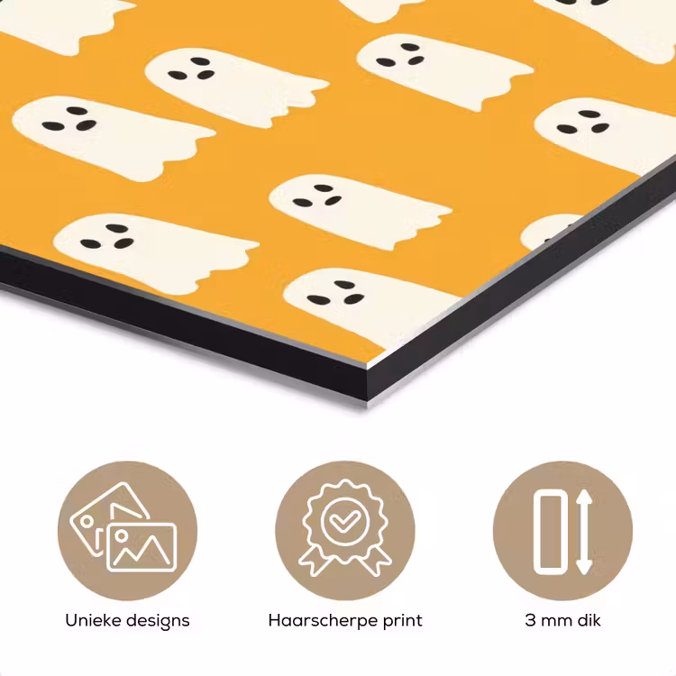 Aluminium schilderij - Halloween - Spookjes - Oker — 7