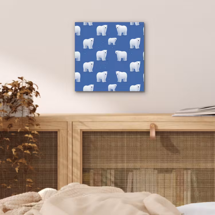 Aluminium schilderij - IJsbeer - Patroon - Blauw — 4