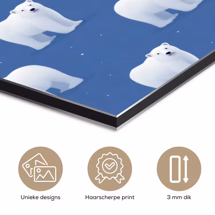 Aluminium schilderij - IJsbeer - Patroon - Blauw — 7