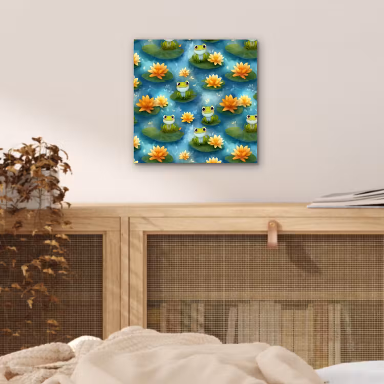 Aluminium schilderij - Kikker - Lelies - Groen — 4