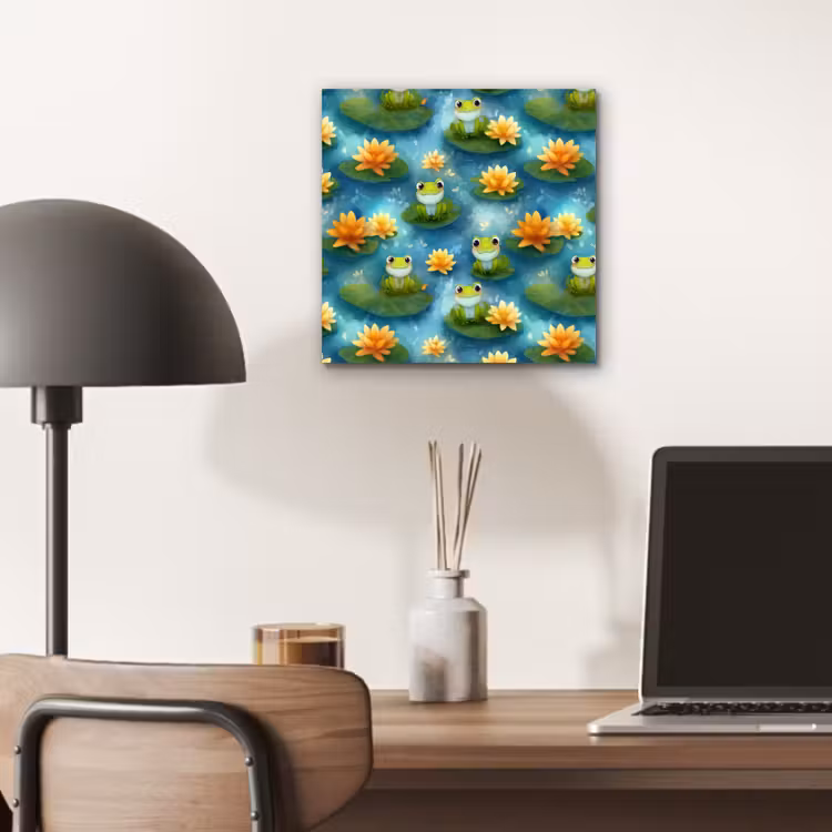 Aluminium schilderij - Kikker - Lelies - Groen — 6
