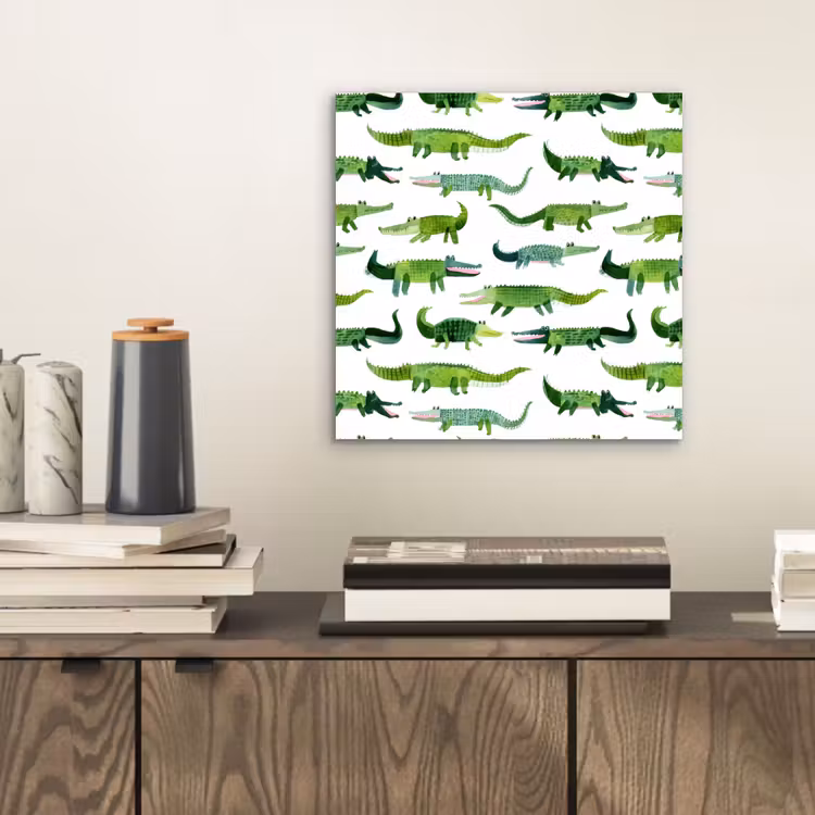 Aluminium schilderij - krokodillen - Speels - Groen — 2